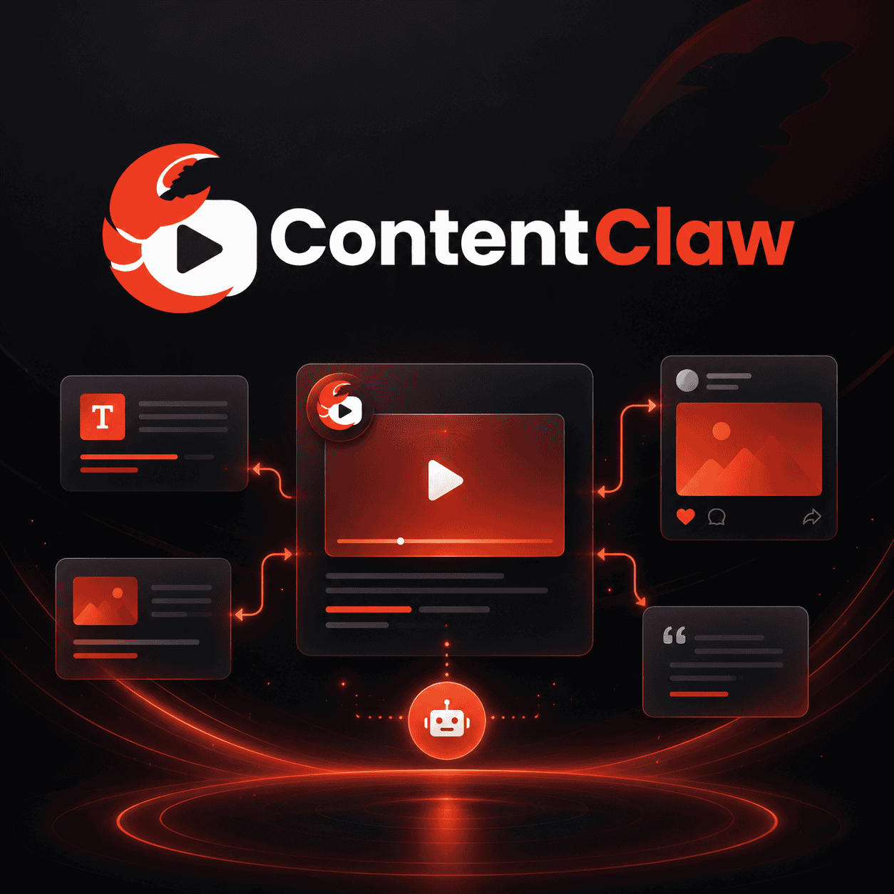 ContentClaw digital platform logo with interconnected content icons.